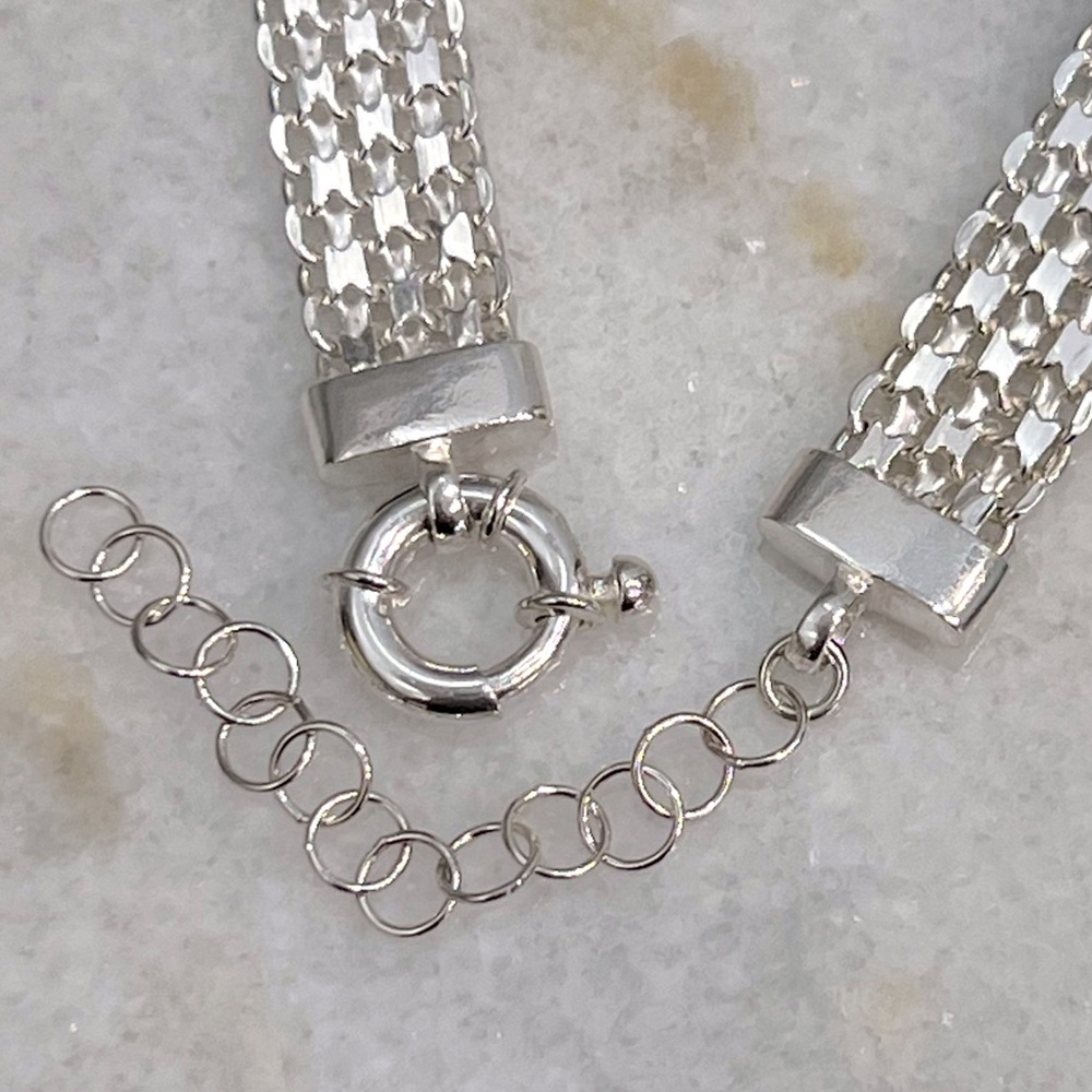 Wide Bismarck Sterling Silver Chain Necklace - Picture 6 of 8
